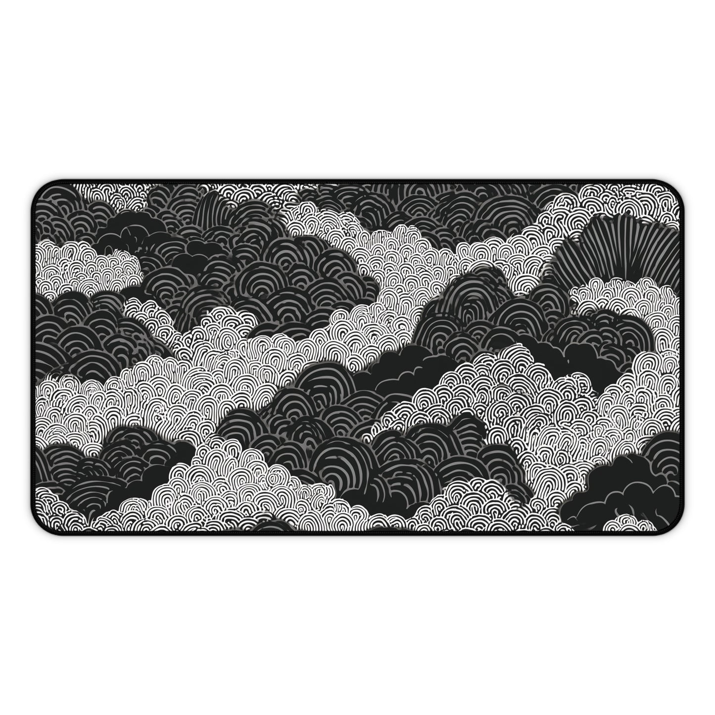 Zen Clouds Desk Mat: Black & White Mouse Pad