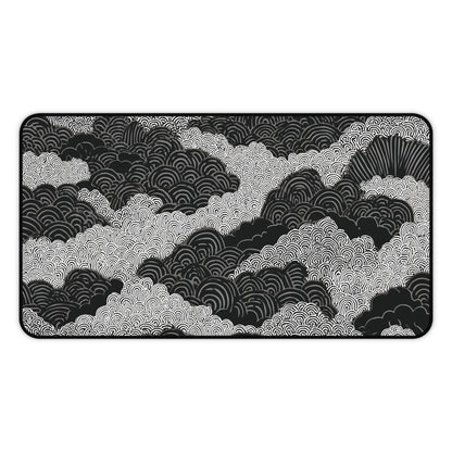 Zen Clouds Desk Mat: Black & White Mouse Pad