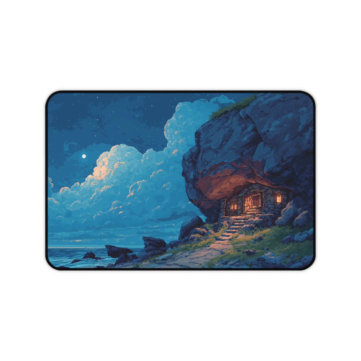Pixel Art Night Landscape Desk Mat