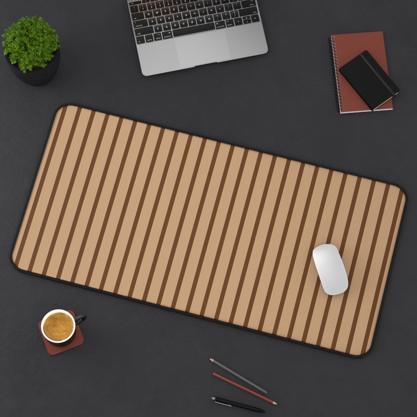 Striped Brown Desk Mat