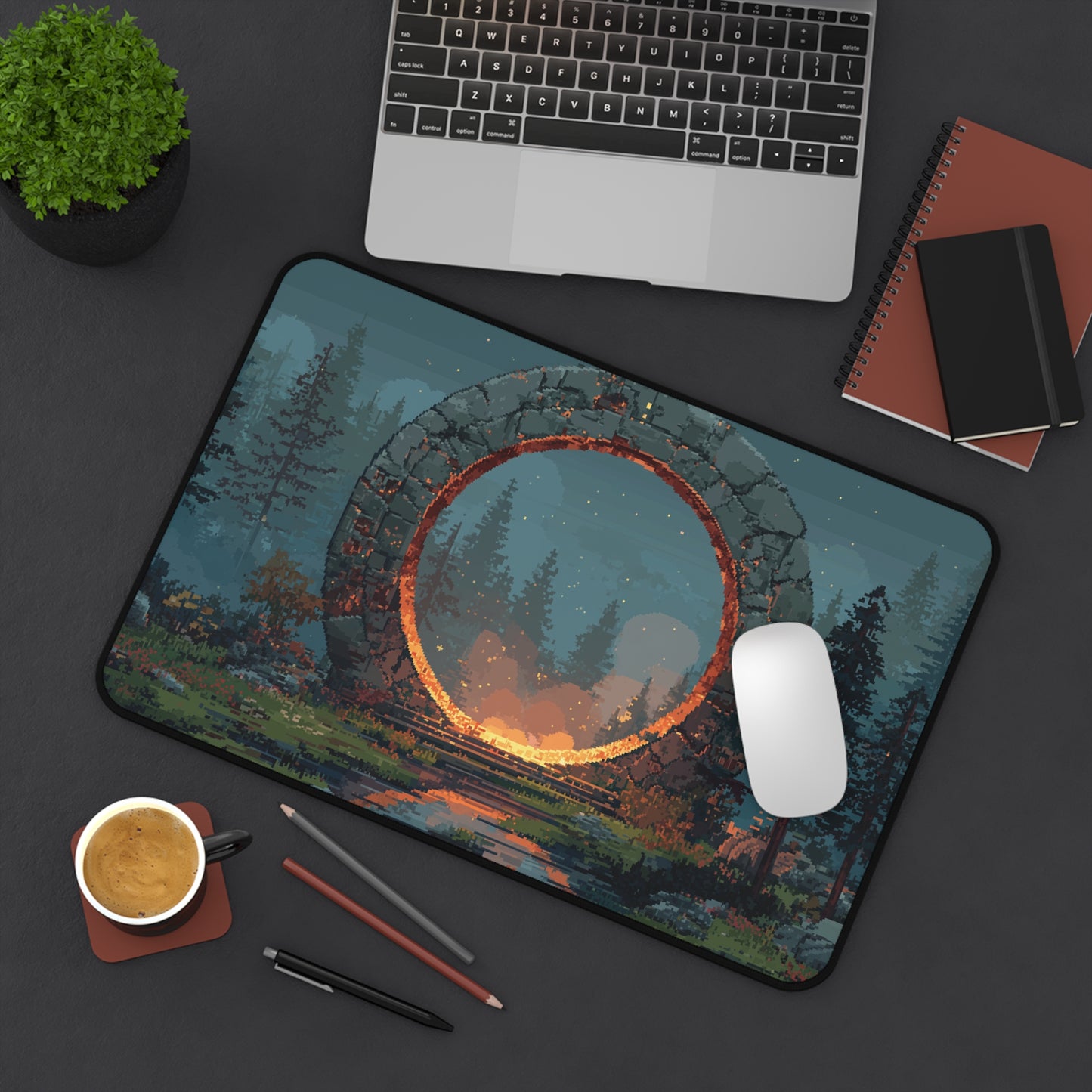 Glowing Portal XXL Mouse Pad Pixel Art Style