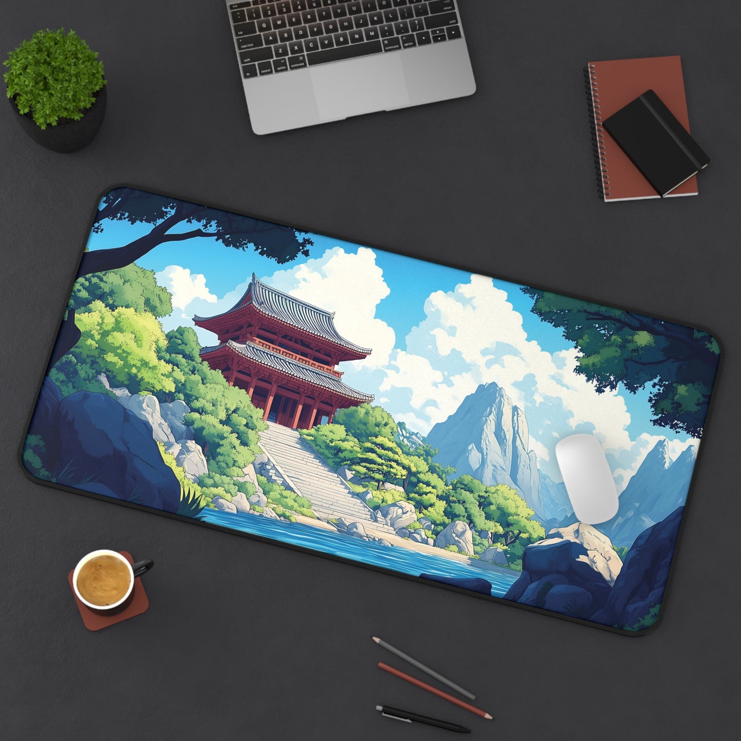Japanese Temple Mouse Pad XL, Anime Style Desk Mat