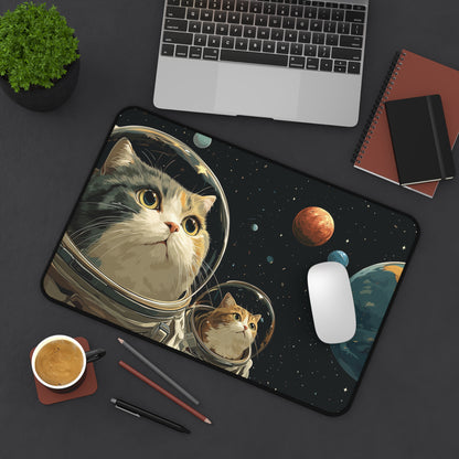 Astronaut Cats Desk Mat, Large Funny Space Gaming Mat