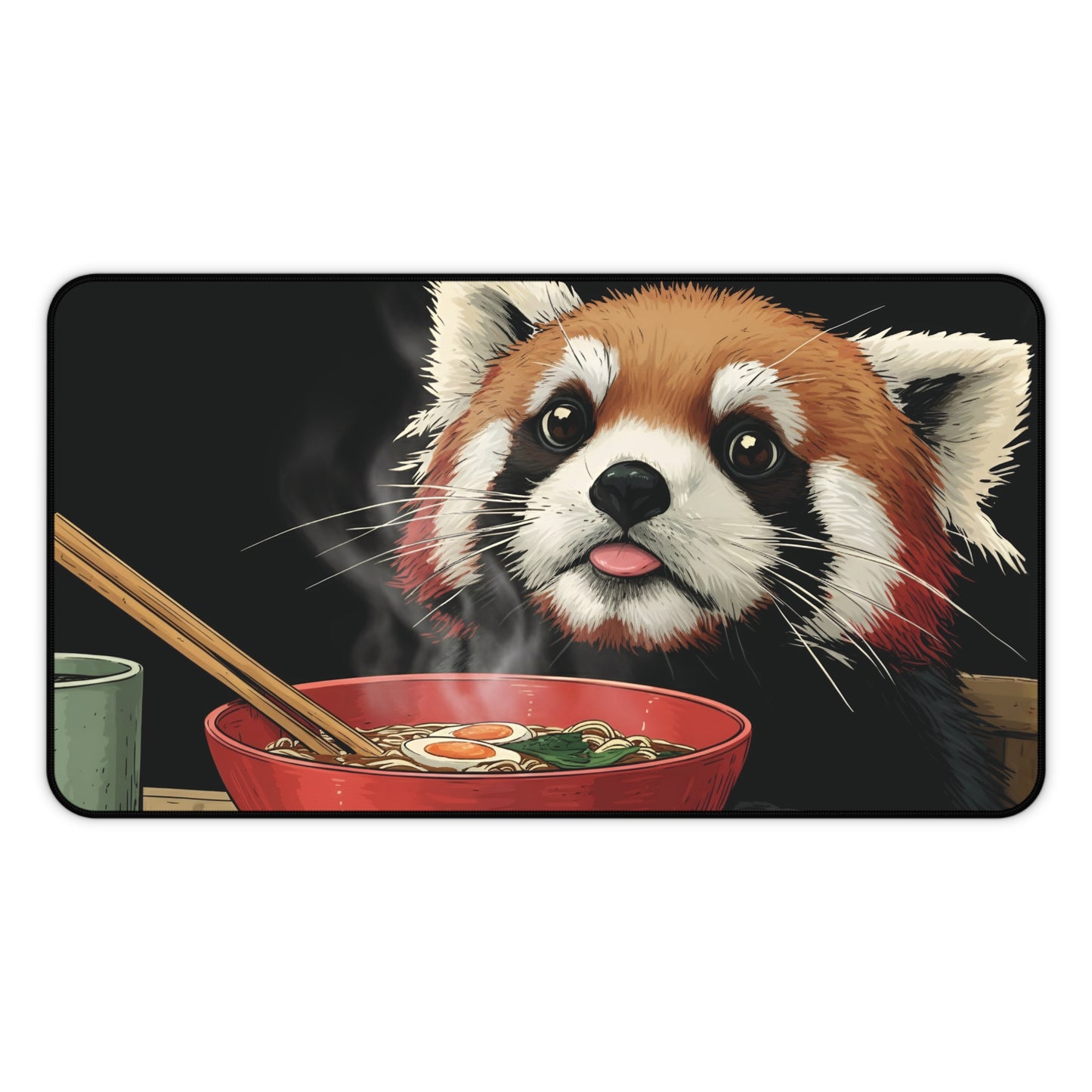 Funny Red Panda Eating Ramen Desk Mat