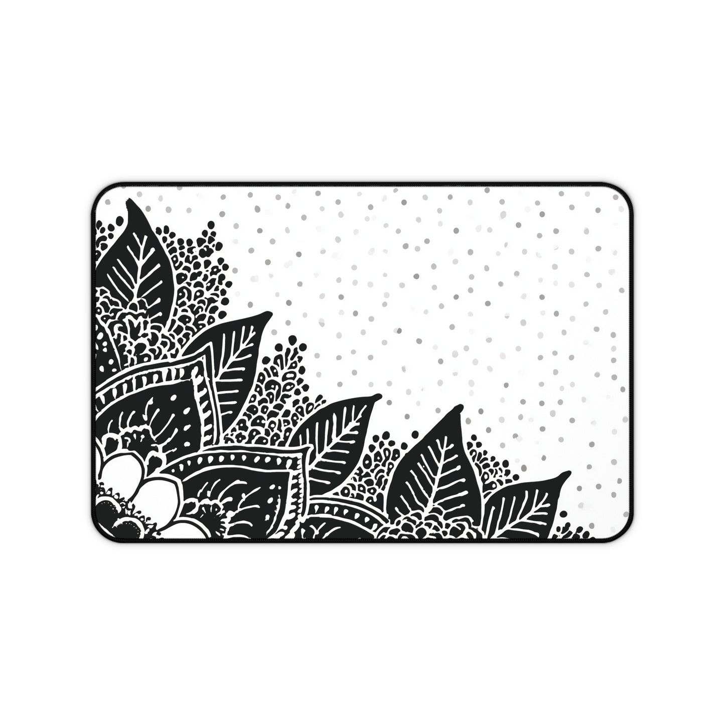 Henna Mandala Desk Mat: Black & White Boho Design