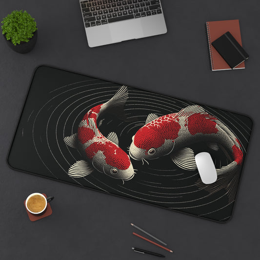 Koi Fish Desk Mat: Japanese Aesthetic Gaming Mouse Pad