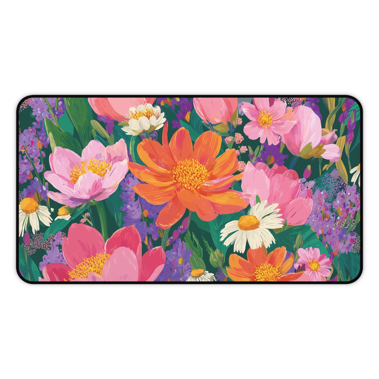 Colorful Wildflower Desk Mat, Painting Flowers Mouse Pad