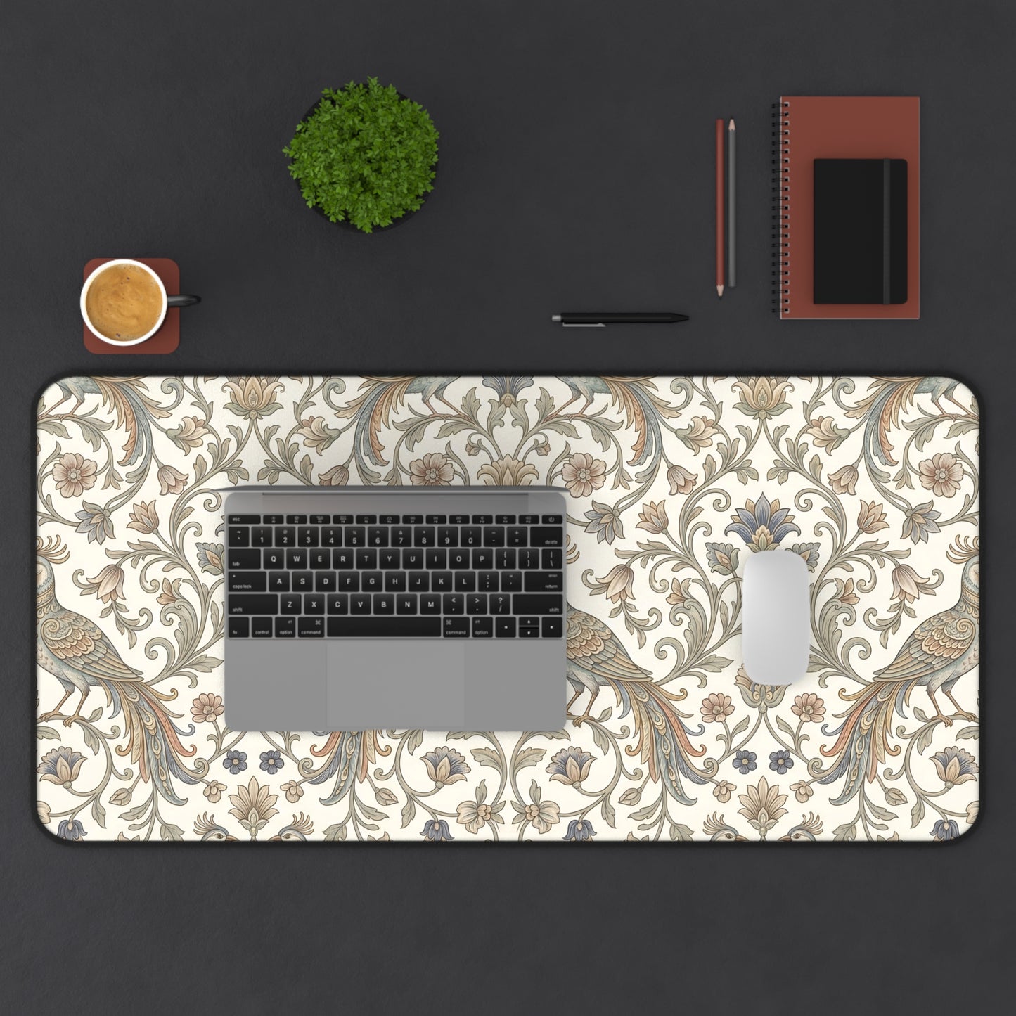 William Morris Desk Mat: Vintage Peacock Mouse Pad