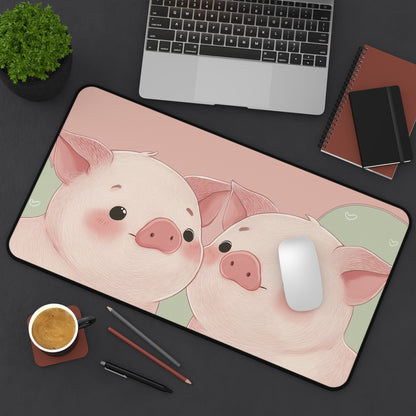 Pigs Desk Mat Kawaii Style, Piggy Large Desk Pad