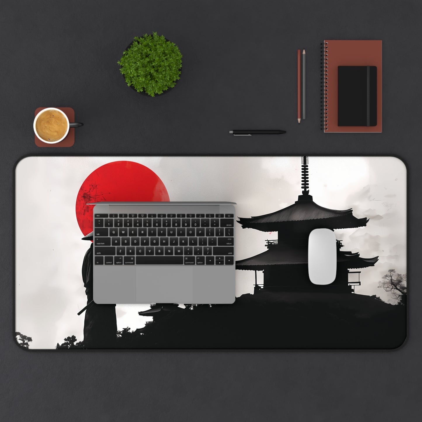 Japanese Gaming Desk Mat, Samurai Anime Large Desk Pad