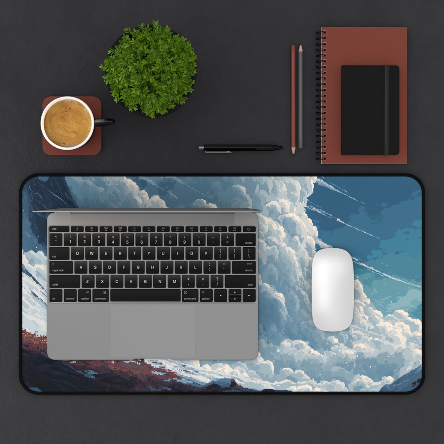 Pixel Art Desk Mat: Cloudscape Mouse Pad XXL