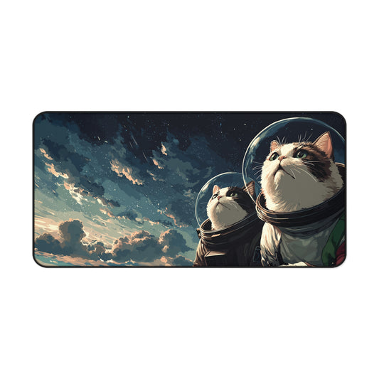 Funny Cats in Space Mouse Pad XL, Galaxy Kittens Desk Decor