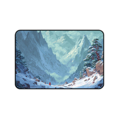 Pixel Art Desk Mat: Snowy Mountain Mouse Pad XXL