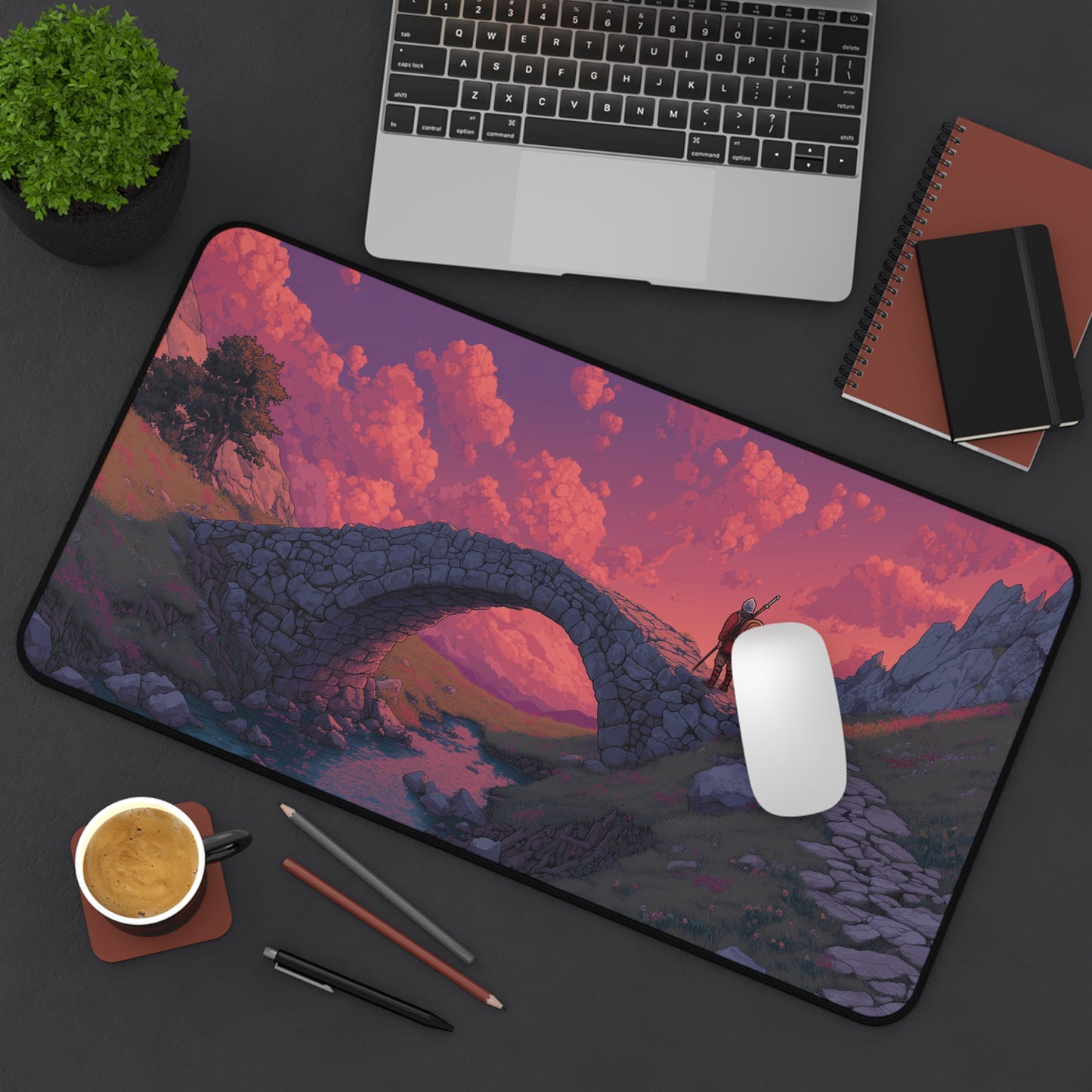 Knight Gaming Desk Pad Pixel Art Aesthetic