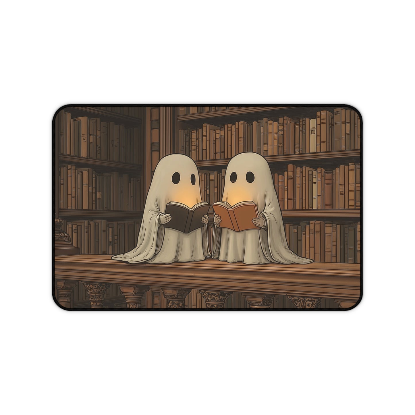 Bookworms Ghosts Desk Mat, Halloween Vibes Mouse Pad XL