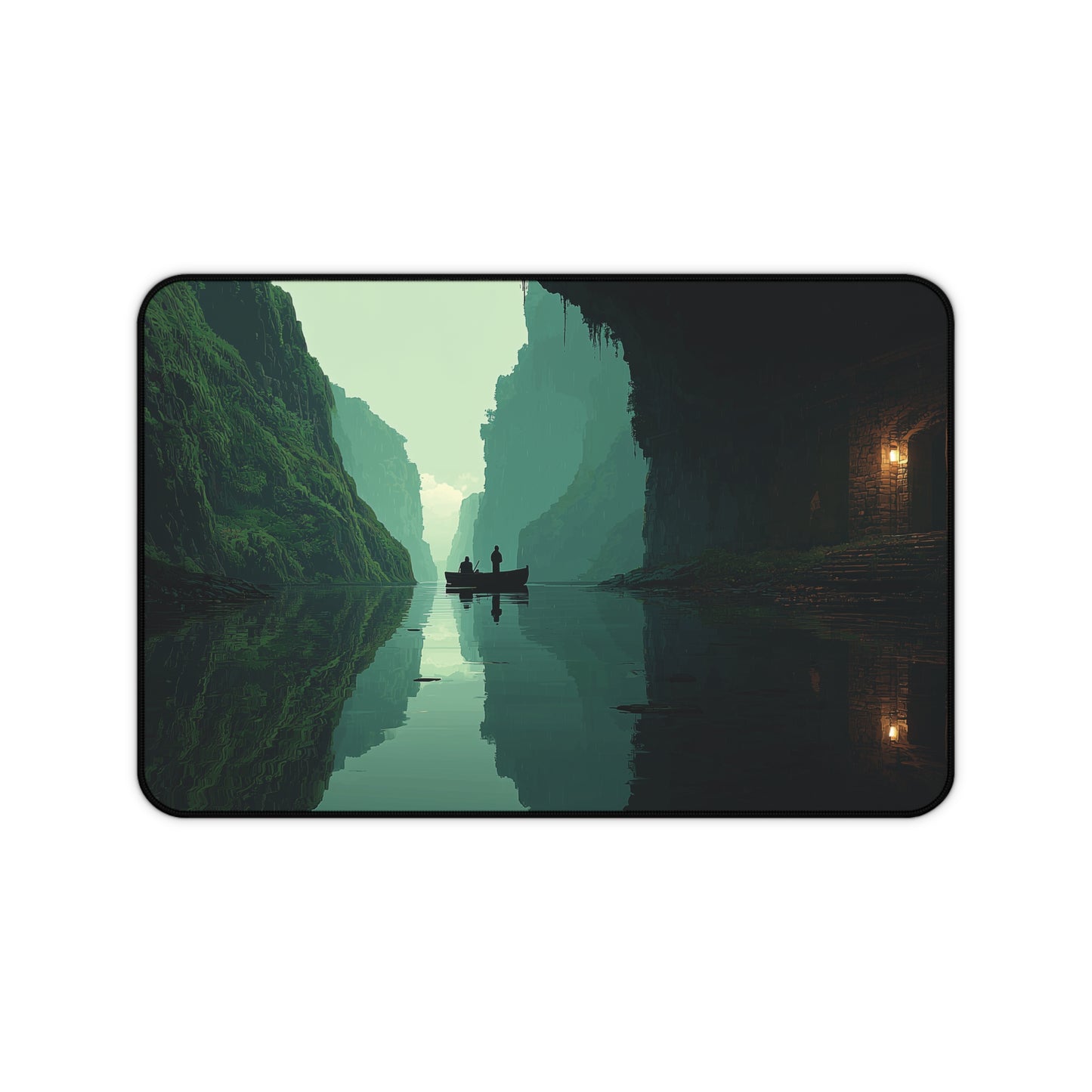 Serene River Desk Mat: Landscape Extended Mouse Pad