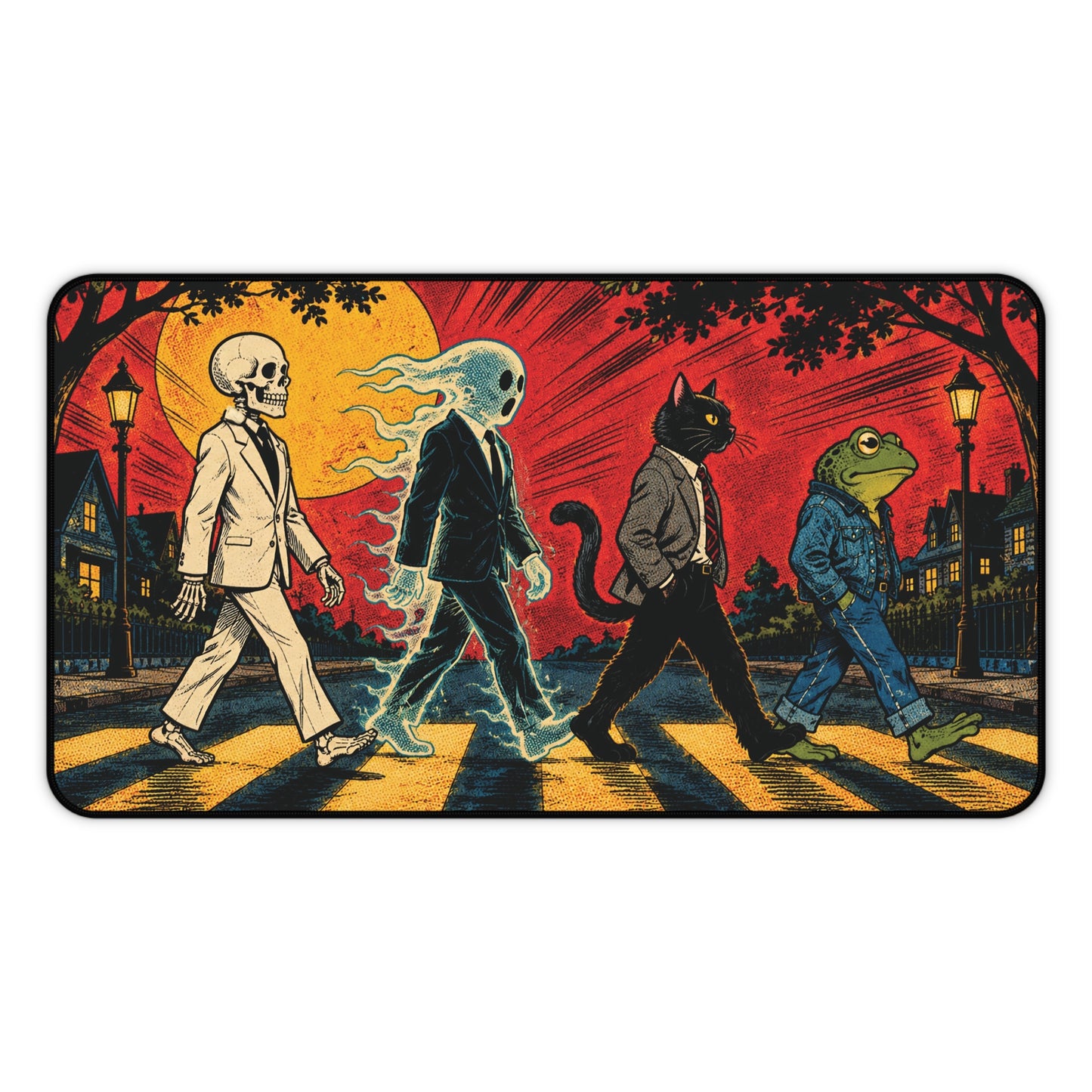 Halloween Monster Crosswalk Desk Mat: Bold Poster Style