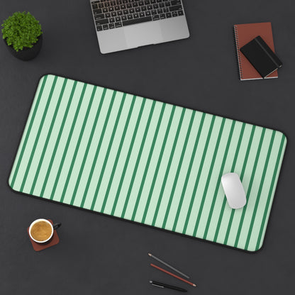 Green Stripes Desk Mat — Mint Mouse Pad