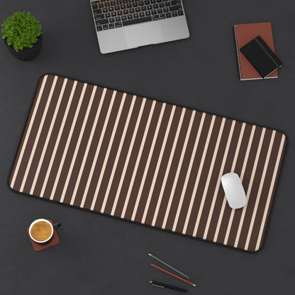 Beige and Brown Stripe Desk Mat