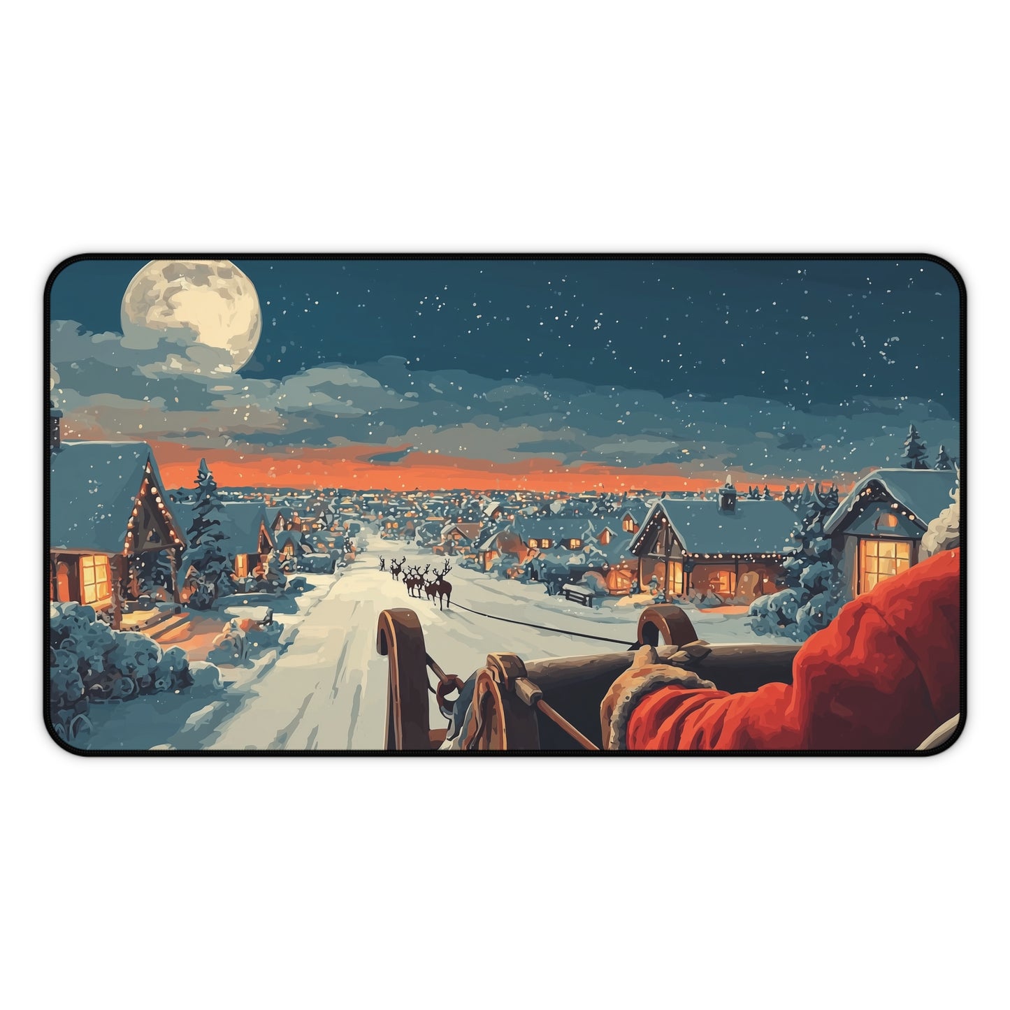 Christmas Night Desk Mat, Santa Winter Desk Pad
