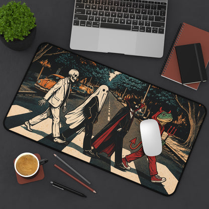 Halloween Monster Crosswalk Desk Mat: Retro Halftone Parade