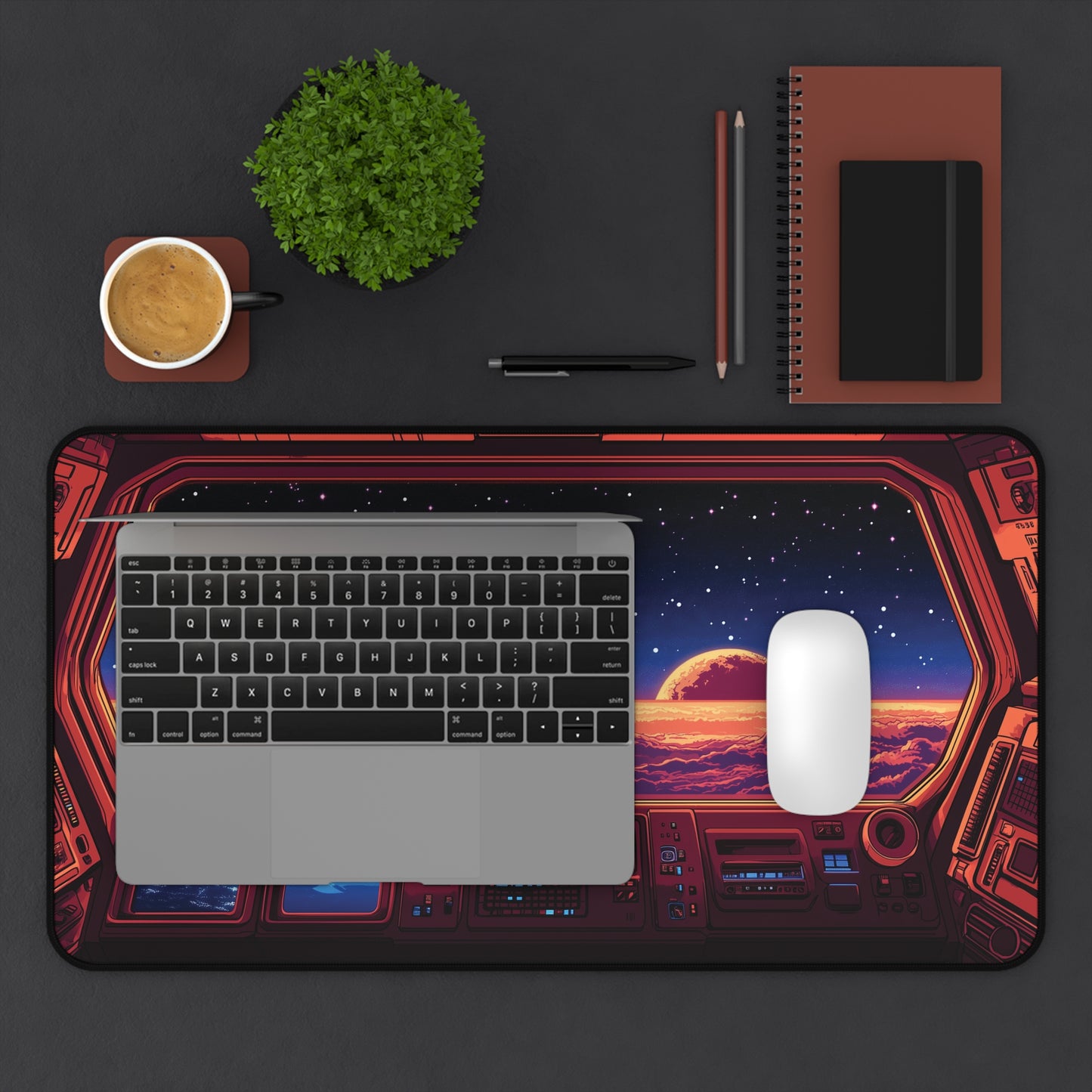 Space Desk Mat Anime Style, Spacecraft Gaming Mouse Pad XL