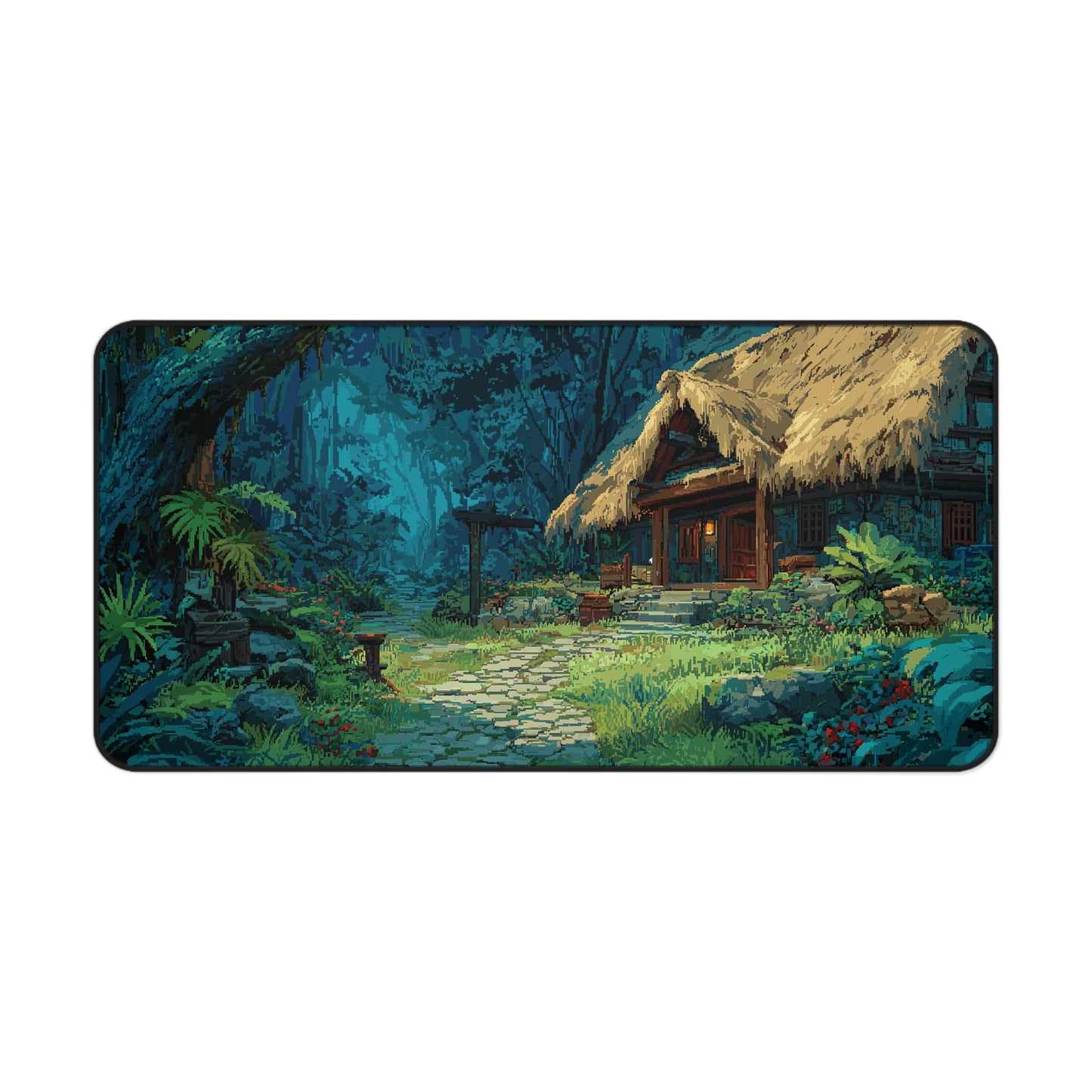 Pixel Art Desk Mat: Cozy Forest Mouse Pad XL