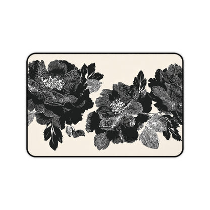 Beige and Black Dark Cottagecore Moody Floral Desk Mat
