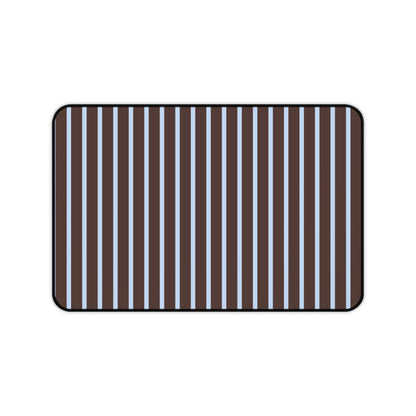 Striped Brown & Blue Desk Mat — Modern Minimalist Mousepad