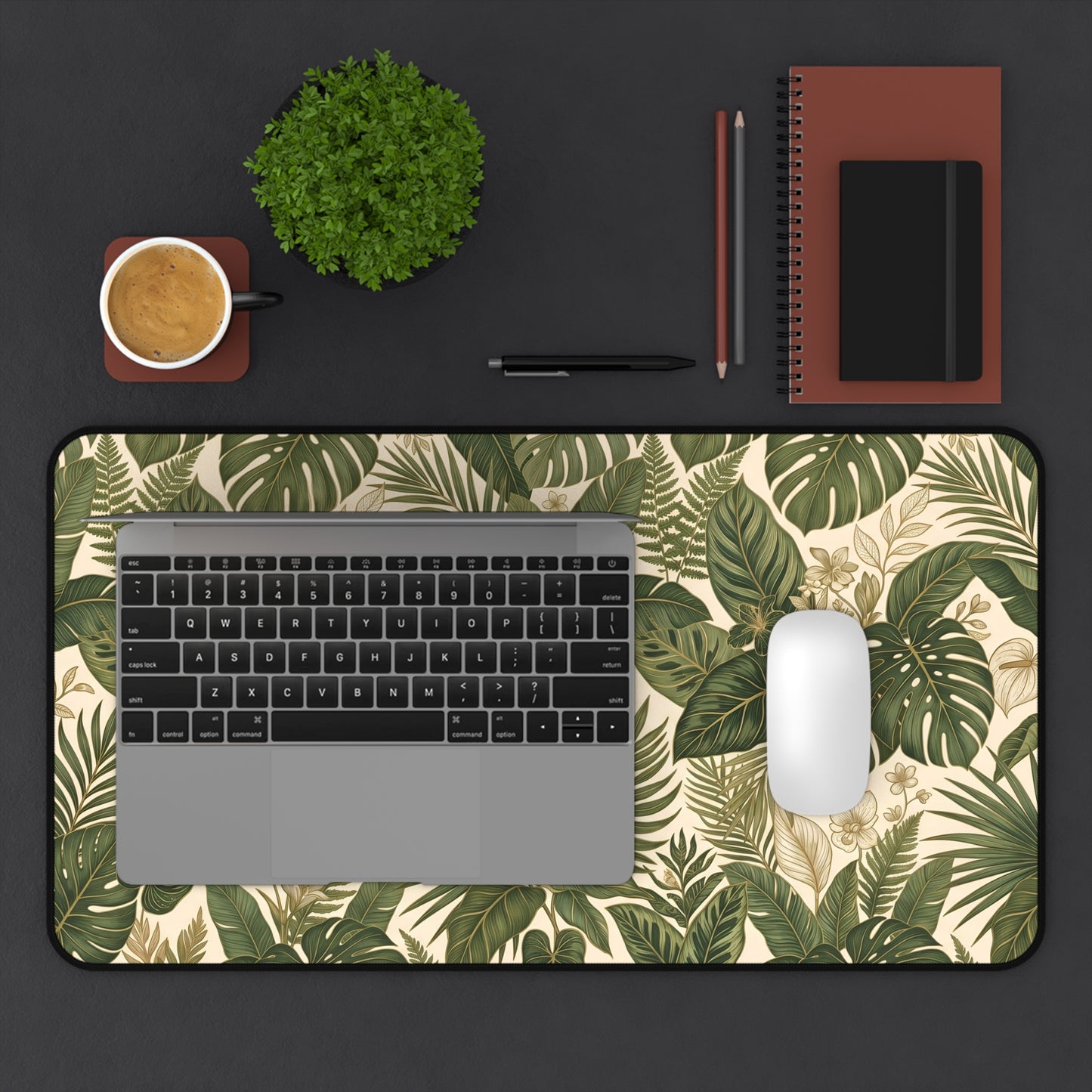 Green Monstera Desk Mat: Tropical Large Mouse Pad