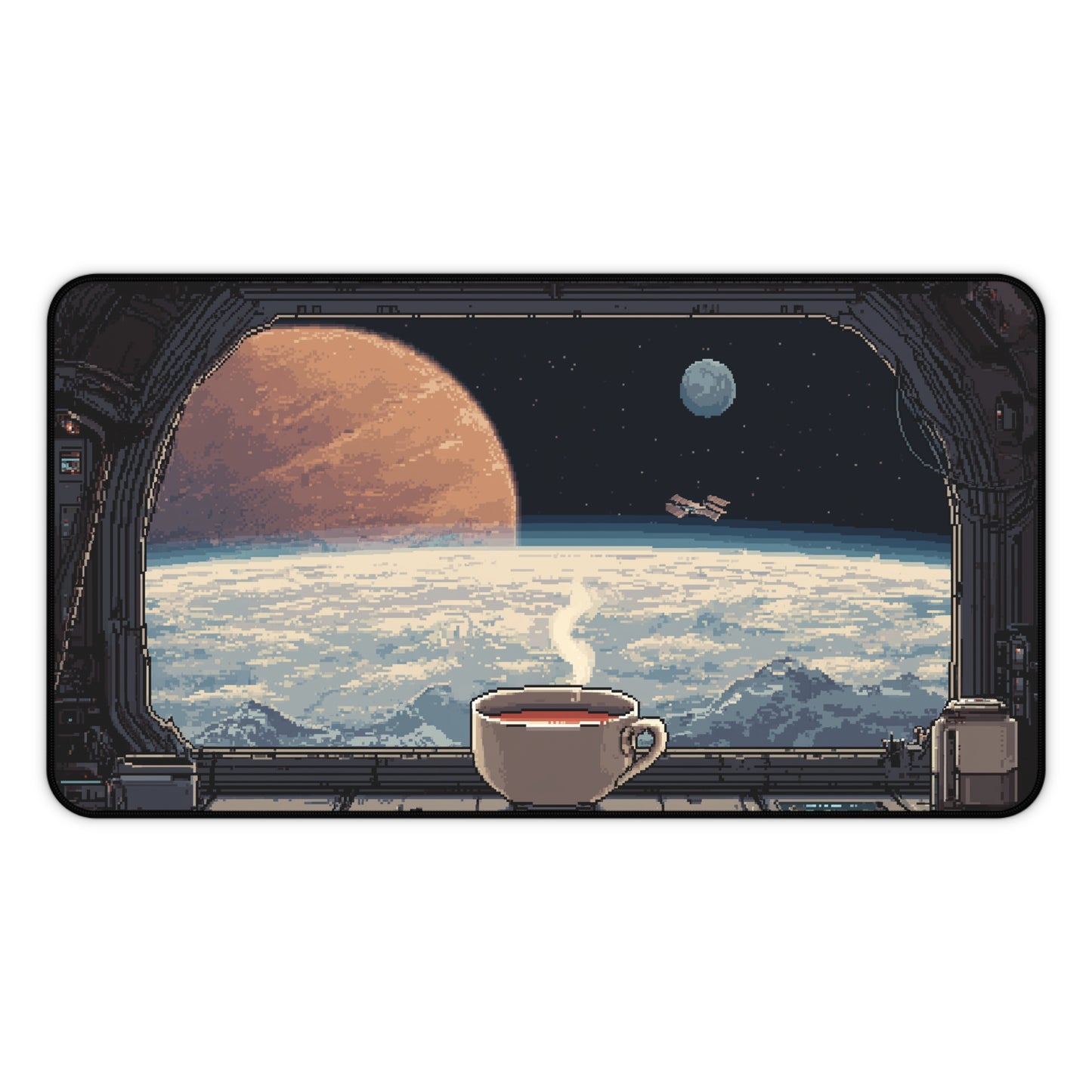 Pixel Art Keyboard Mat: Spacecraft Mouse Pad