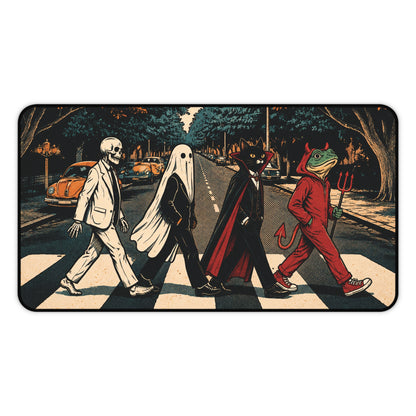 Halloween Monster Crosswalk Desk Mat: Retro Halftone Parade