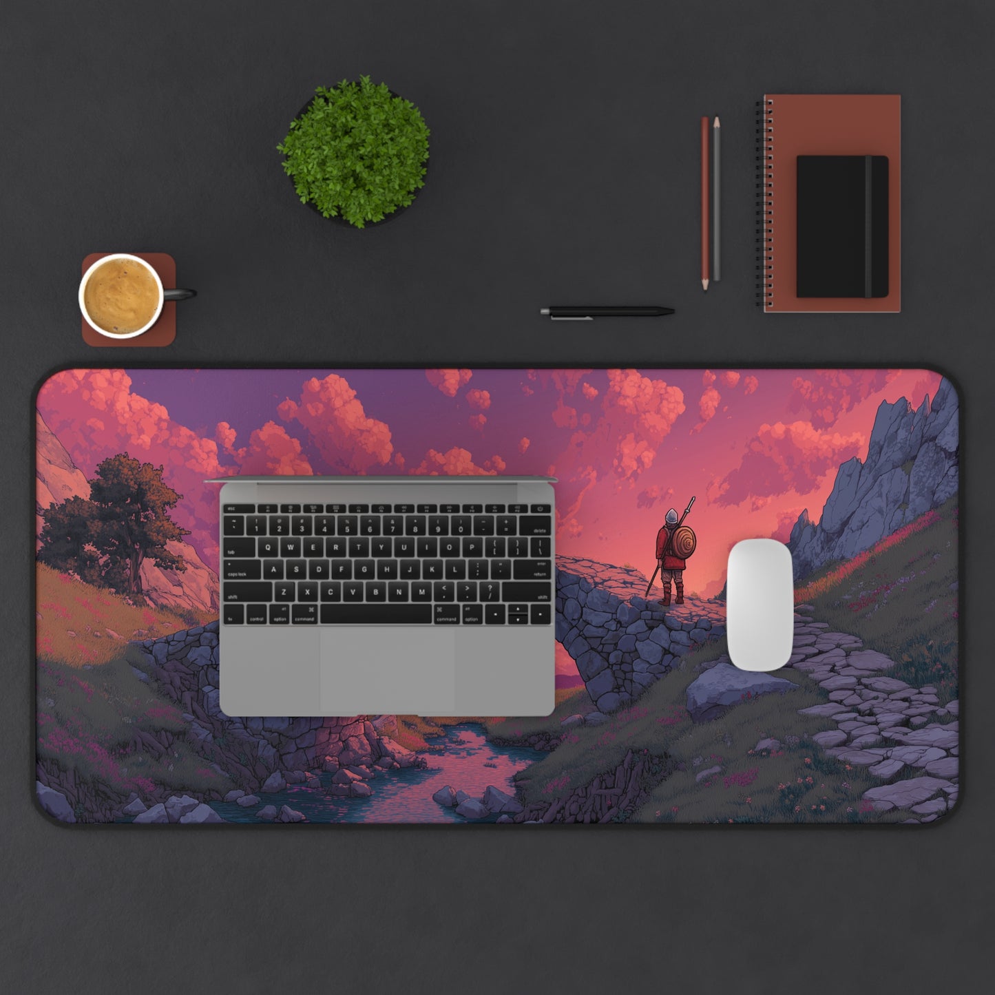 Knight Gaming Desk Pad Pixel Art Aesthetic