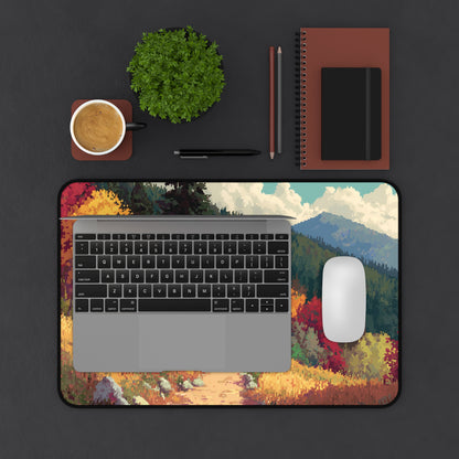 Pixel Art Desk Mat: Fall Landscape Mouse Pad