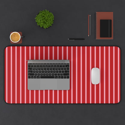 Red and Pink Striped Desk Mat — Large Modern Mousepad