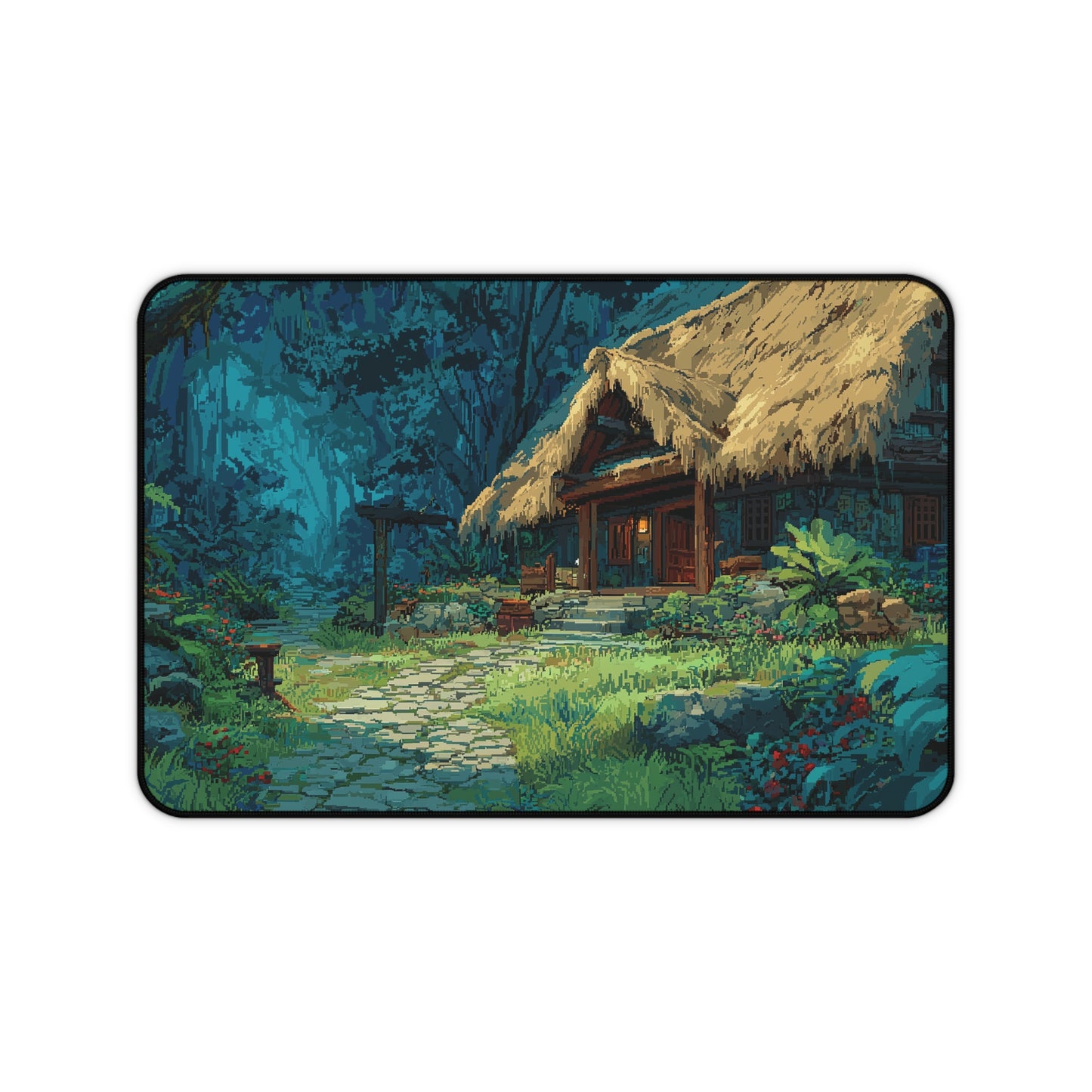 Pixel Art Desk Mat: Cozy Forest Mouse Pad XL