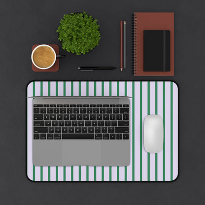 Pastel Purple and Green Stripes Desk Mat