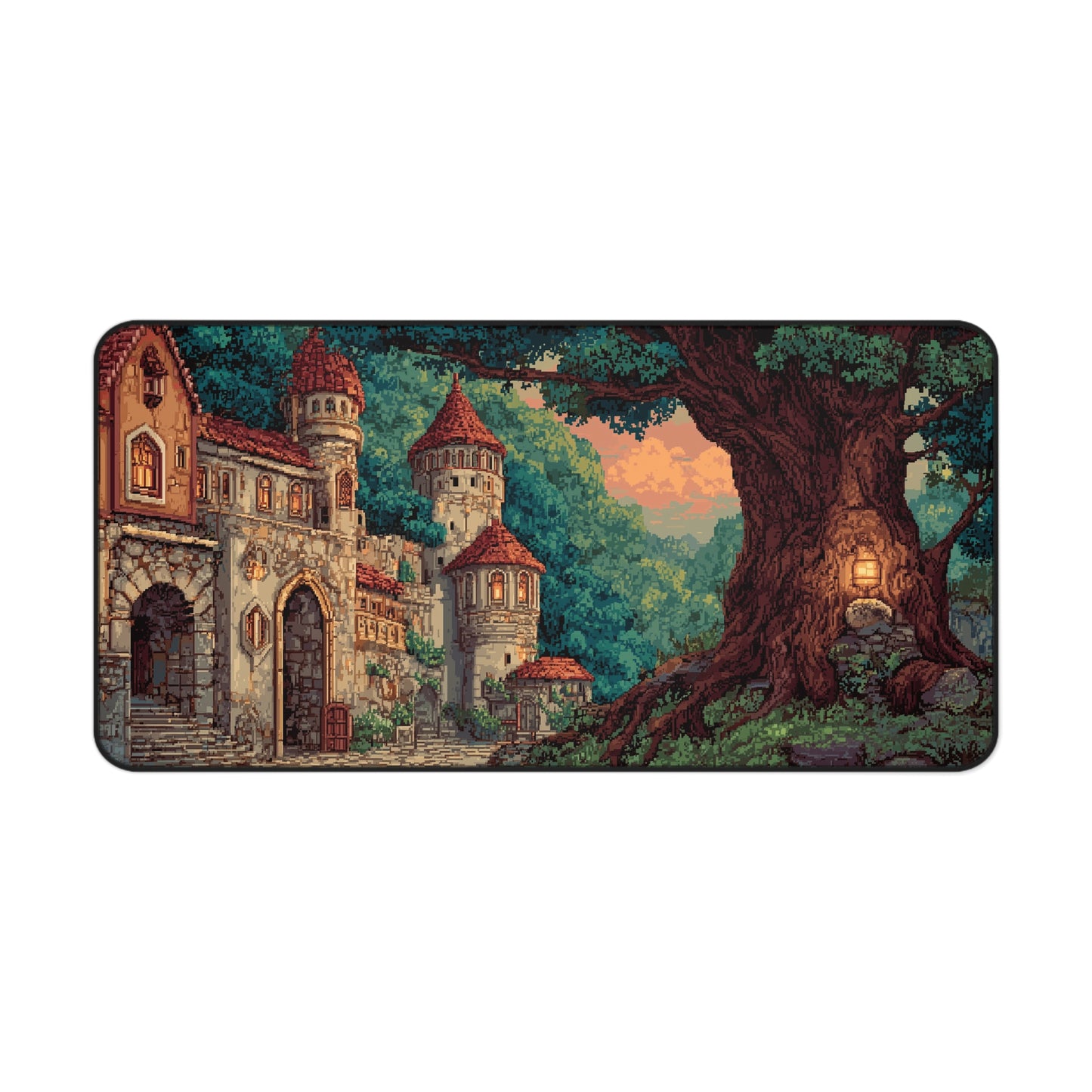 Pixel Art Desk Mat: Medieval Fantasy Castle Mouse Pad XXL