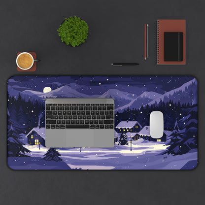 Moonlit Snowy Desk Mat, Christmas Mouse Pad Large for Gaming