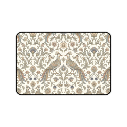 William Morris Desk Mat: Vintage Peacock Mouse Pad