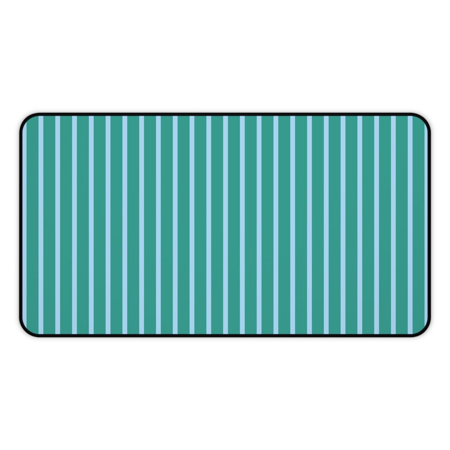 Teal and Light Blue Striped Desk Mat