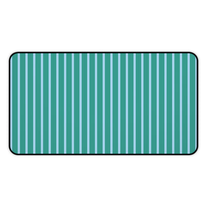 Teal and Light Blue Striped Desk Mat