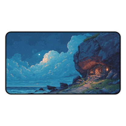 Pixel Art Night Landscape Desk Mat