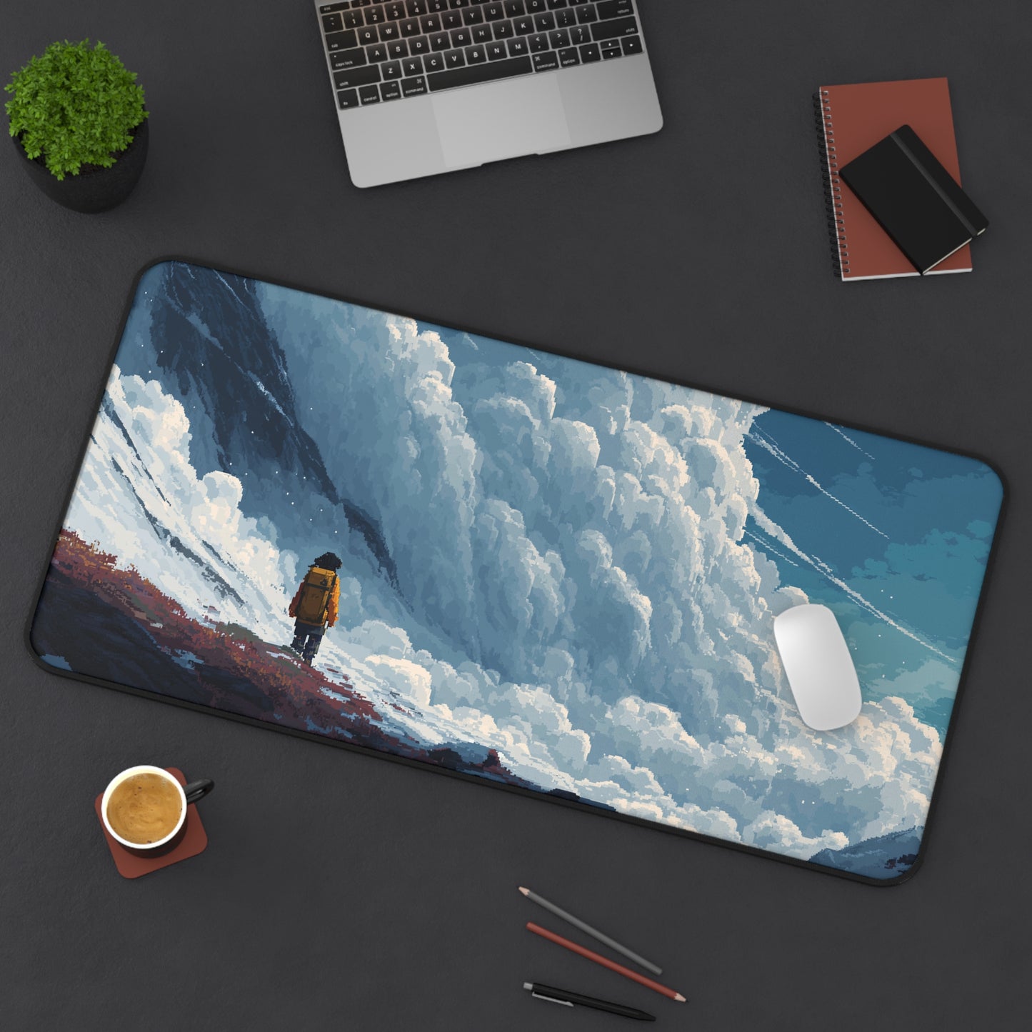 Pixel Art Desk Mat: Cloudscape Mouse Pad XXL