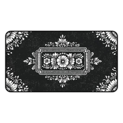 Victorian Desk Mat: Black & White Vintage Mouse Pad