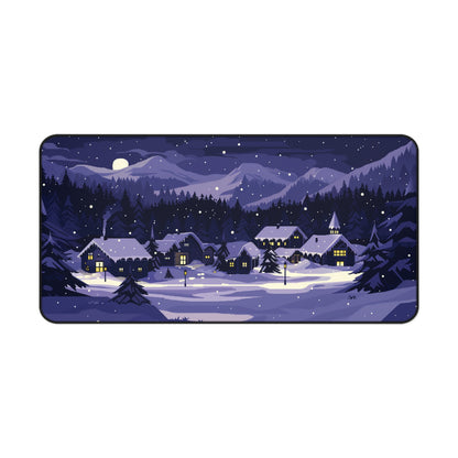 Moonlit Snowy Desk Mat, Christmas Mouse Pad Large for Gaming