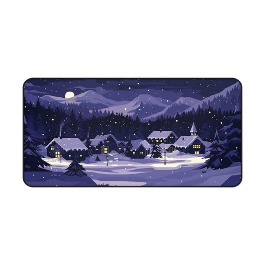 Moonlit Snowy Desk Mat, Christmas Mouse Pad Large for Gaming