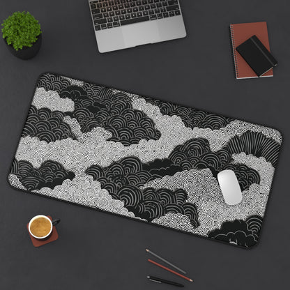 Zen Clouds Desk Mat: Black & White Mouse Pad