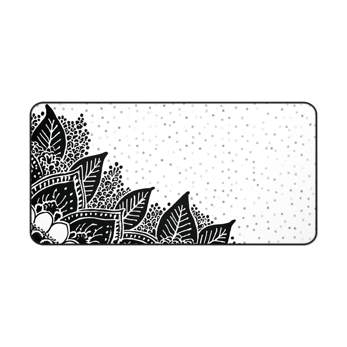 Henna Mandala Desk Mat: Black & White Boho Design