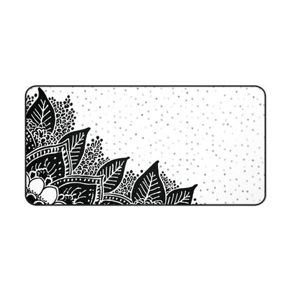 Henna Mandala Desk Mat: Black & White Boho Design